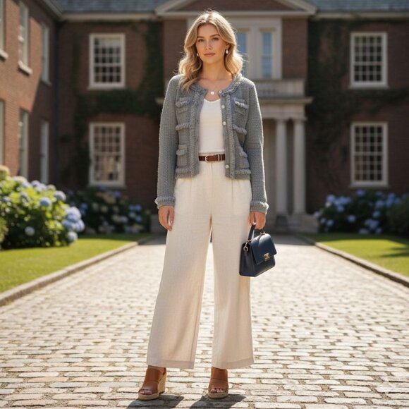 INC International Concepts Gray Silver Speckles Fringe Trim Knit Cardigan XL - Picture 1 of 12